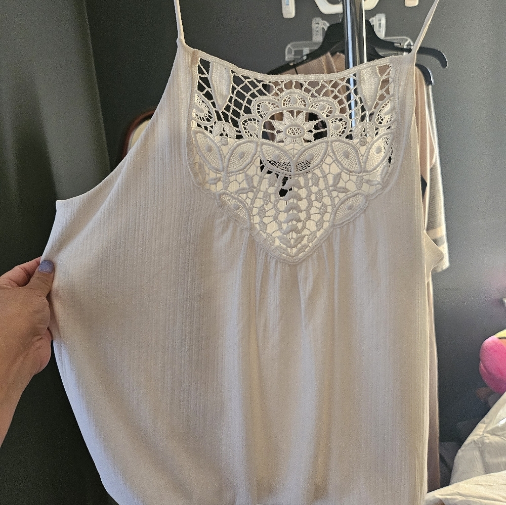 Express Cream Asymmetrical Cut Out Camisole